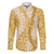 Gold Puakenikeni and Maile Lei Family Matching Off Shoulder Short Dress and Hawaiian Shirt Hawaiian Style Tribal Tapa Double Strand Lei