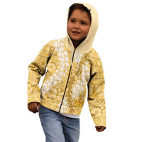 Gold Puakenikeni and Maile Lei Kid Hoodie Hawaiian Style Tribal Tapa Double Strand Lei