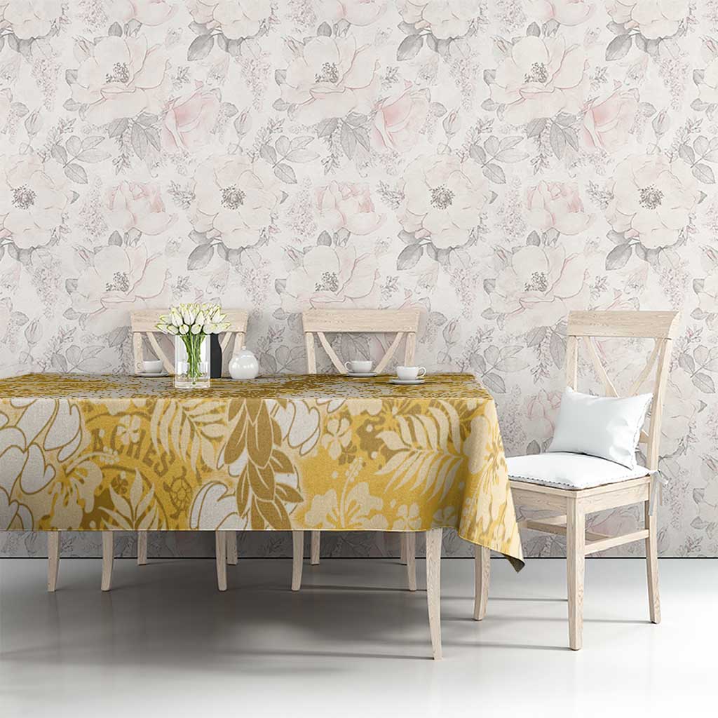 Gold Puakenikeni and Maile Lei Tablecloth Hawaiian Style Tribal Tapa Double Strand Lei