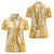 Gold Puakenikeni and Maile Lei Women Polo Shirt Hawaiian Style Tribal Tapa Double Strand Lei