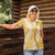 Gold Puakenikeni and Maile Lei Women Polo Shirt Hawaiian Style Tribal Tapa Double Strand Lei