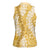 Gold Puakenikeni and Maile Lei Women Sleeveless Polo Shirt Hawaiian Style Tribal Tapa Double Strand Lei