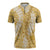 Gold Puakenikeni and Maile Lei Zipper Polo Shirt Hawaiian Style Tribal Tapa Double Strand Lei - Polynesian Pride