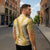 Gold Puakenikeni and Maile Lei Zipper Polo Shirt Hawaiian Style Tribal Tapa Double Strand Lei - Polynesian Pride