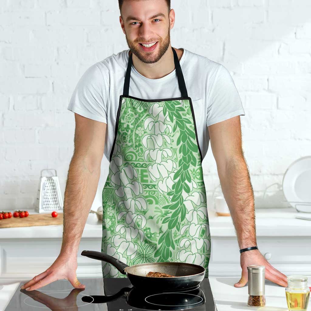 Green Puakenikeni and Maile Lei Apron Hawaiian Style Tribal Tapa Double Strand Lei - Polynesian Pride