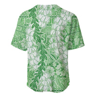 Green Puakenikeni and Maile Lei Baseball Jersey Hawaiian Style Tribal Tapa Double Strand Lei