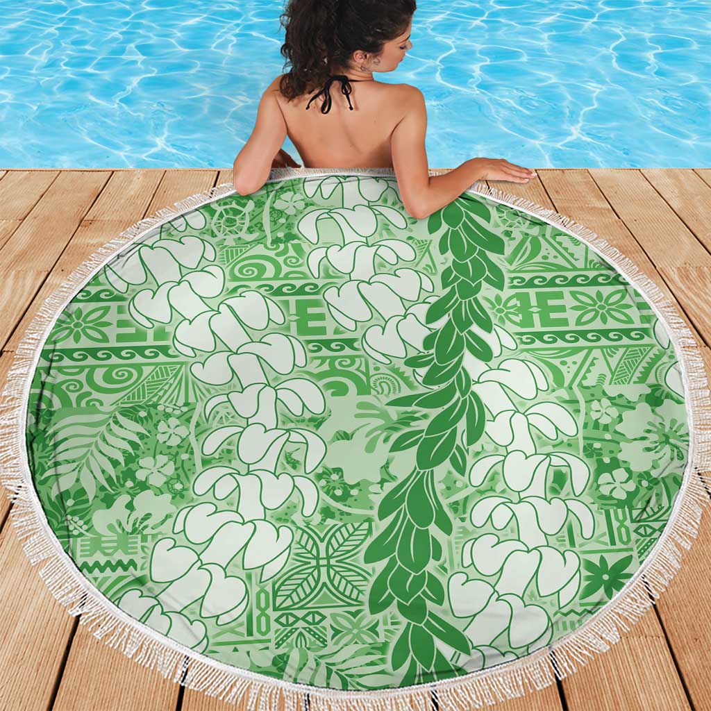 Green Puakenikeni and Maile Lei Beach Blanket Hawaiian Style Tribal Tapa Double Strand Lei