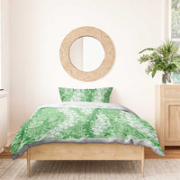 Green Puakenikeni and Maile Lei Bedding Set Hawaiian Style Tribal Tapa Double Strand Lei