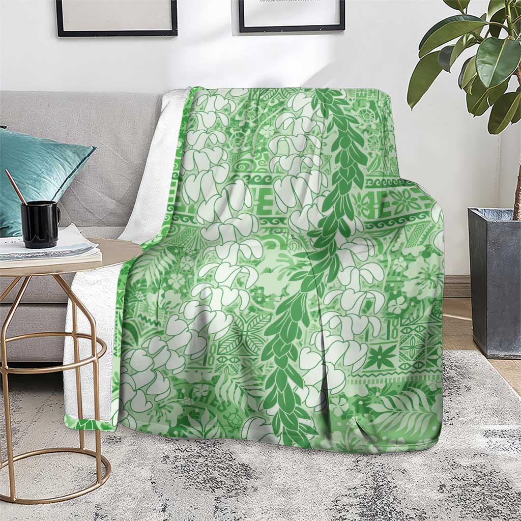 Green Puakenikeni and Maile Lei Blanket Hawaiian Style Tribal Tapa Double Strand Lei