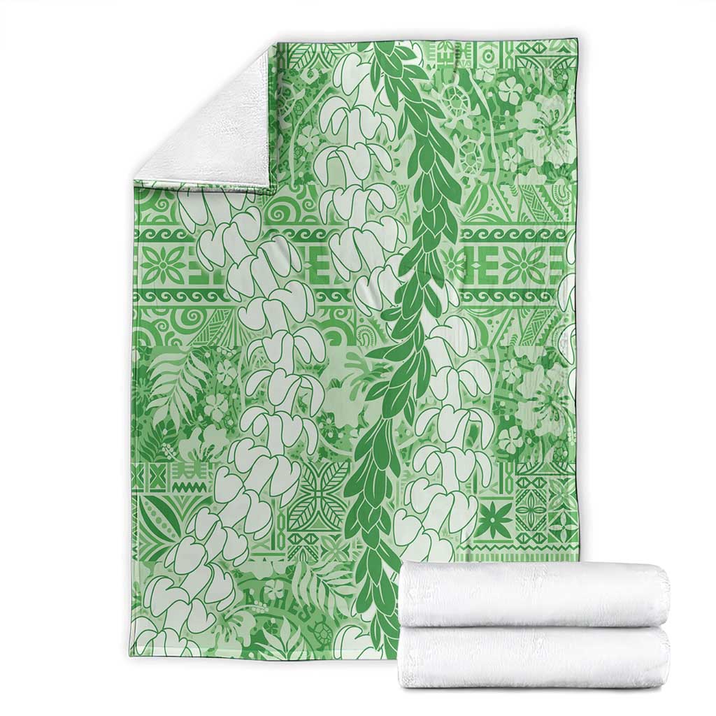 Green Puakenikeni and Maile Lei Blanket Hawaiian Style Tribal Tapa Double Strand Lei