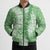 Green Puakenikeni and Maile Lei Bomber Puffer Jacket Hawaiian Style Tribal Tapa Double Strand Lei - Polynesian Pride