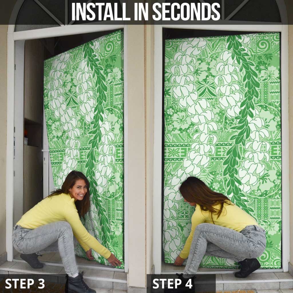 Green Puakenikeni and Maile Lei Door Cover Hawaiian Style Tribal Tapa Double Strand Lei - Polynesian Pride