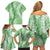 Green Puakenikeni and Maile Lei Family Matching Off Shoulder Short Dress and Hawaiian Shirt Hawaiian Style Tribal Tapa Double Strand Lei