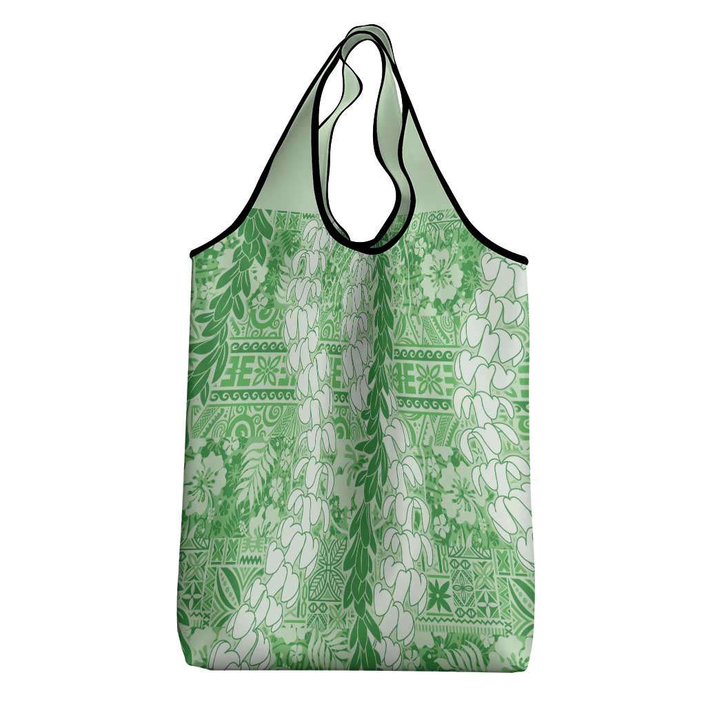 Green Puakenikeni and Maile Lei Grocery Bag Hawaiian Style Tribal Tapa Double Strand Lei