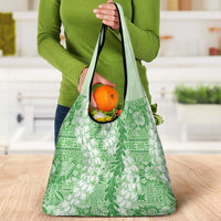 Green Puakenikeni and Maile Lei Grocery Bag Hawaiian Style Tribal Tapa Double Strand Lei