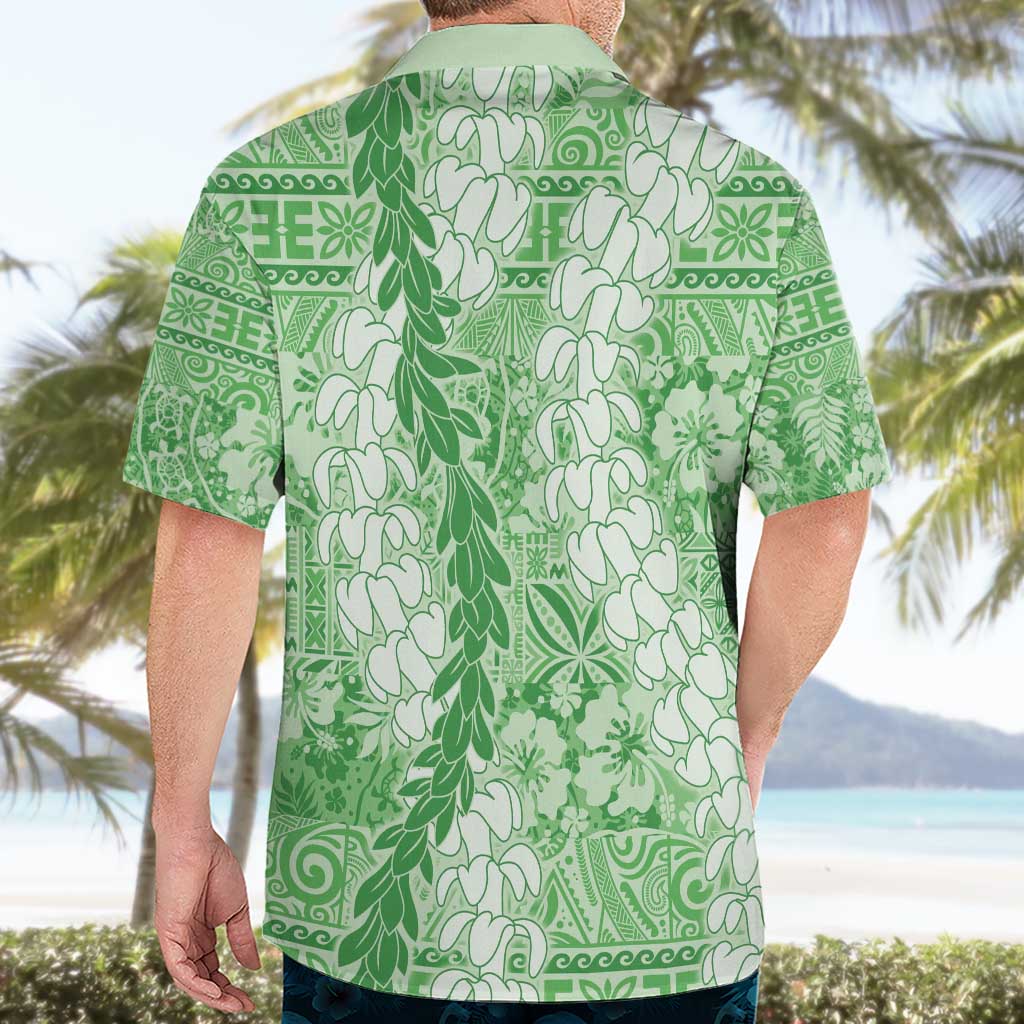 Green Puakenikeni and Maile Lei Hawaiian Shirt Hawaiian Style Tribal Tapa Double Strand Lei