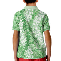 Green Puakenikeni and Maile Lei Kid Polo Shirt Hawaiian Style Tribal Tapa Double Strand Lei