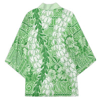 Green Puakenikeni and Maile Lei Kimono Hawaiian Style Tribal Tapa Double Strand Lei - Polynesian Pride