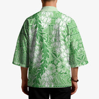 Green Puakenikeni and Maile Lei Kimono Hawaiian Style Tribal Tapa Double Strand Lei - Polynesian Pride