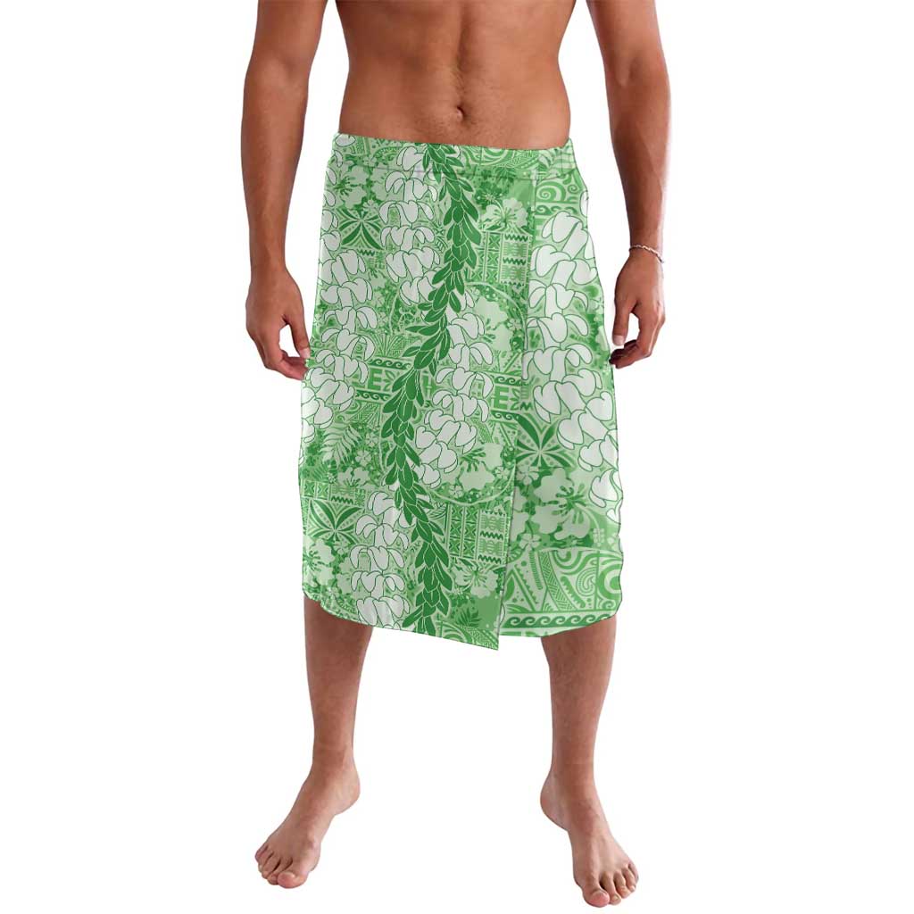 Green Puakenikeni and Maile Lei Lavalava Hawaiian Style Tribal Tapa Double Strand Lei