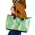 Green Puakenikeni and Maile Lei Leather Tote Bag Hawaiian Style Tribal Tapa Double Strand Lei