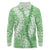 Green Puakenikeni and Maile Lei Long Sleeve Polo Shirt Hawaiian Style Tribal Tapa Double Strand Lei