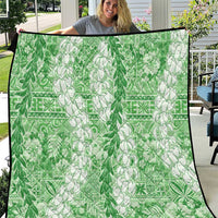 Green Puakenikeni and Maile Lei Quilt Hawaiian Style Tribal Tapa Double Strand Lei