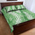 Green Puakenikeni and Maile Lei Quilt Bed Set Hawaiian Style Tribal Tapa Double Strand Lei