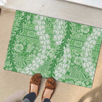 Green Puakenikeni and Maile Lei Rubber Doormat Hawaiian Style Tribal Tapa Double Strand Lei