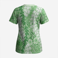 Green Puakenikeni and Maile Lei Scrub Top Hawaiian Style Tribal Tapa Double Strand Lei - Polynesian Pride