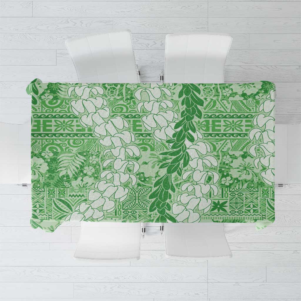 Green Puakenikeni and Maile Lei Tablecloth Hawaiian Style Tribal Tapa Double Strand Lei