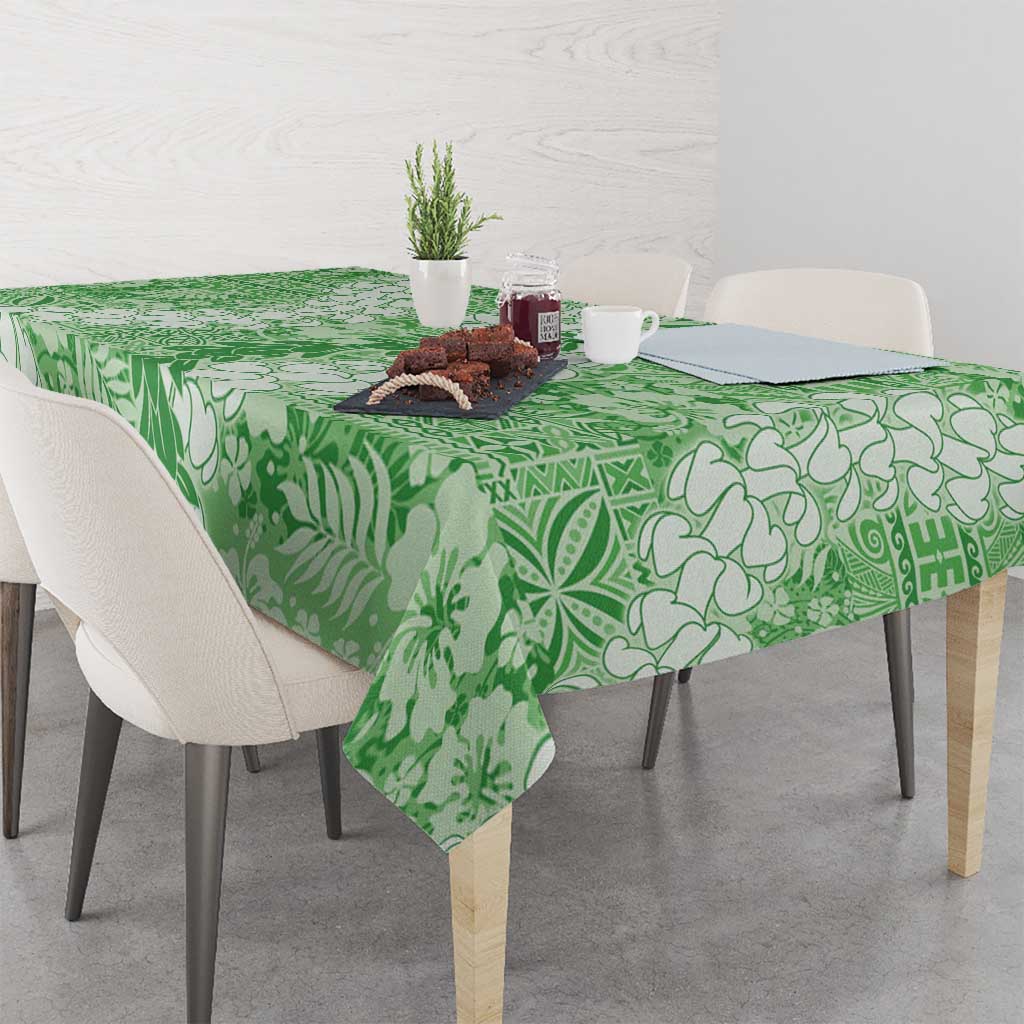 Green Puakenikeni and Maile Lei Tablecloth Hawaiian Style Tribal Tapa Double Strand Lei