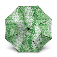 Green Puakenikeni and Maile Lei Umbrella Hawaiian Style Tribal Tapa Double Strand Lei - Polynesian Pride