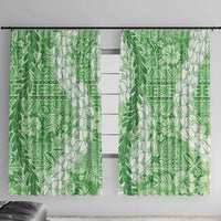 Green Puakenikeni and Maile Lei Window Curtain Hawaiian Style Tribal Tapa Double Strand Lei