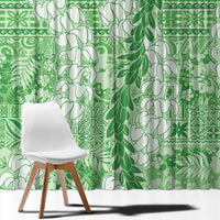 Green Puakenikeni and Maile Lei Window Curtain Hawaiian Style Tribal Tapa Double Strand Lei