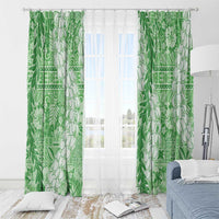 Green Puakenikeni and Maile Lei Window Curtain Hawaiian Style Tribal Tapa Double Strand Lei