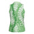 Green Puakenikeni and Maile Lei Women Sleeveless Polo Shirt Hawaiian Style Tribal Tapa Double Strand Lei