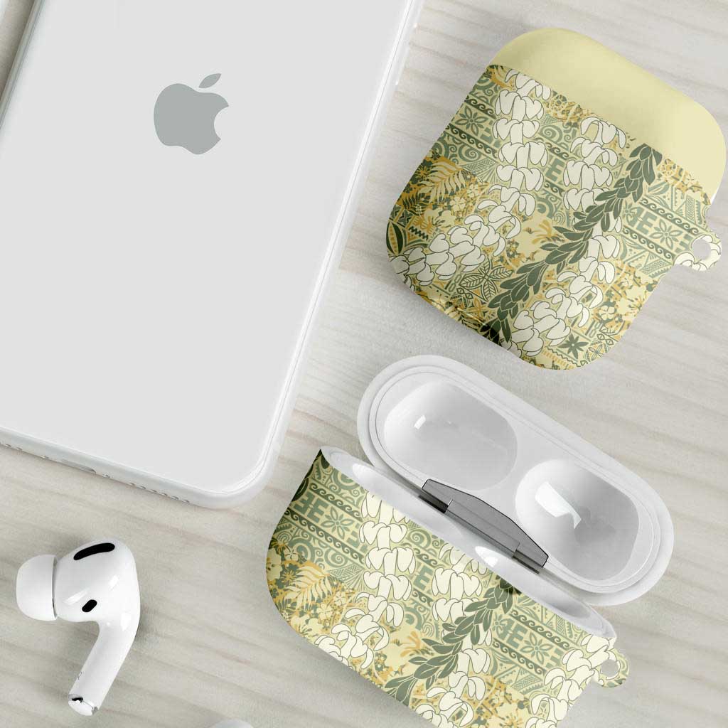 Vintage Puakenikeni and Maile Lei AirPods Case Hawaiian Style Tribal Tapa Double Strand Lei - Polynesian Pride