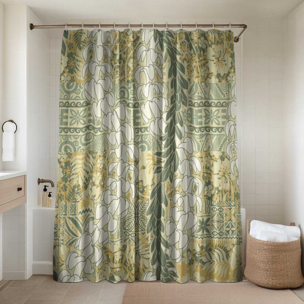 Vintage Puakenikeni and Maile Lei Bathroom Set Hawaiian Style Tribal Tapa Double Strand Lei - Polynesian Pride