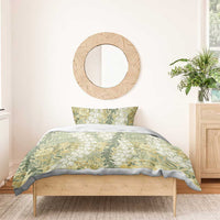 Vintage Puakenikeni and Maile Lei Bedding Set Hawaiian Style Tribal Tapa Double Strand Lei