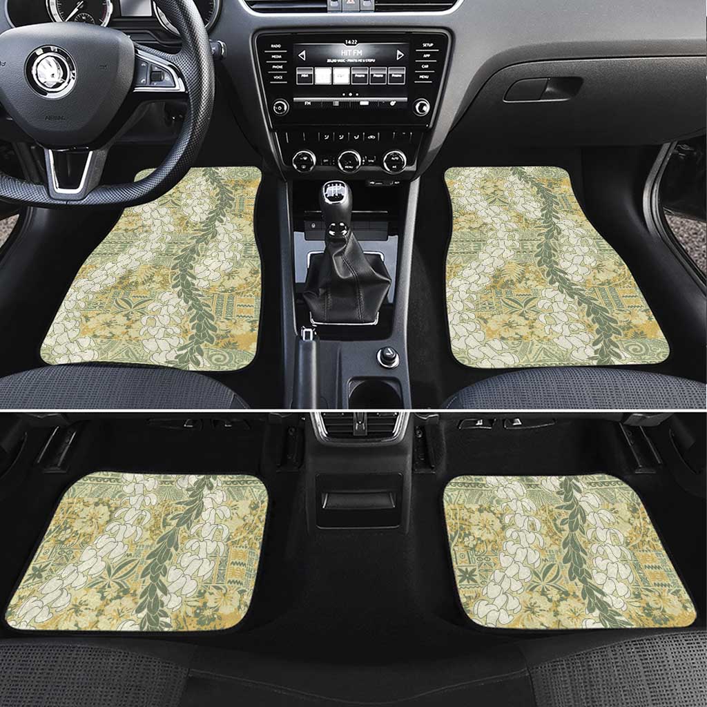 Vintage Puakenikeni and Maile Lei Car Mats Hawaiian Style Tribal Tapa Double Strand Lei