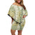 Vintage Puakenikeni and Maile Lei Family Matching Off Shoulder Short Dress and Hawaiian Shirt Hawaiian Style Tribal Tapa Double Strand Lei