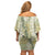 Vintage Puakenikeni and Maile Lei Family Matching Off Shoulder Short Dress and Hawaiian Shirt Hawaiian Style Tribal Tapa Double Strand Lei