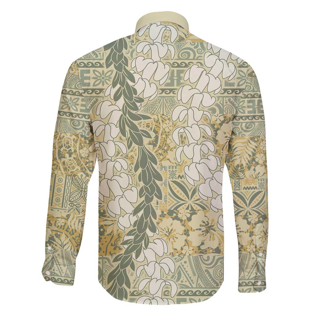 Vintage Puakenikeni and Maile Lei Family Matching Summer Maxi Dress and Hawaiian Shirt Hawaiian Style Tribal Tapa Double Strand Lei