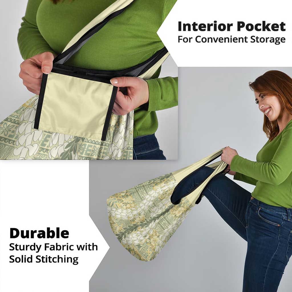 Vintage Puakenikeni and Maile Lei Grocery Bag Hawaiian Style Tribal Tapa Double Strand Lei