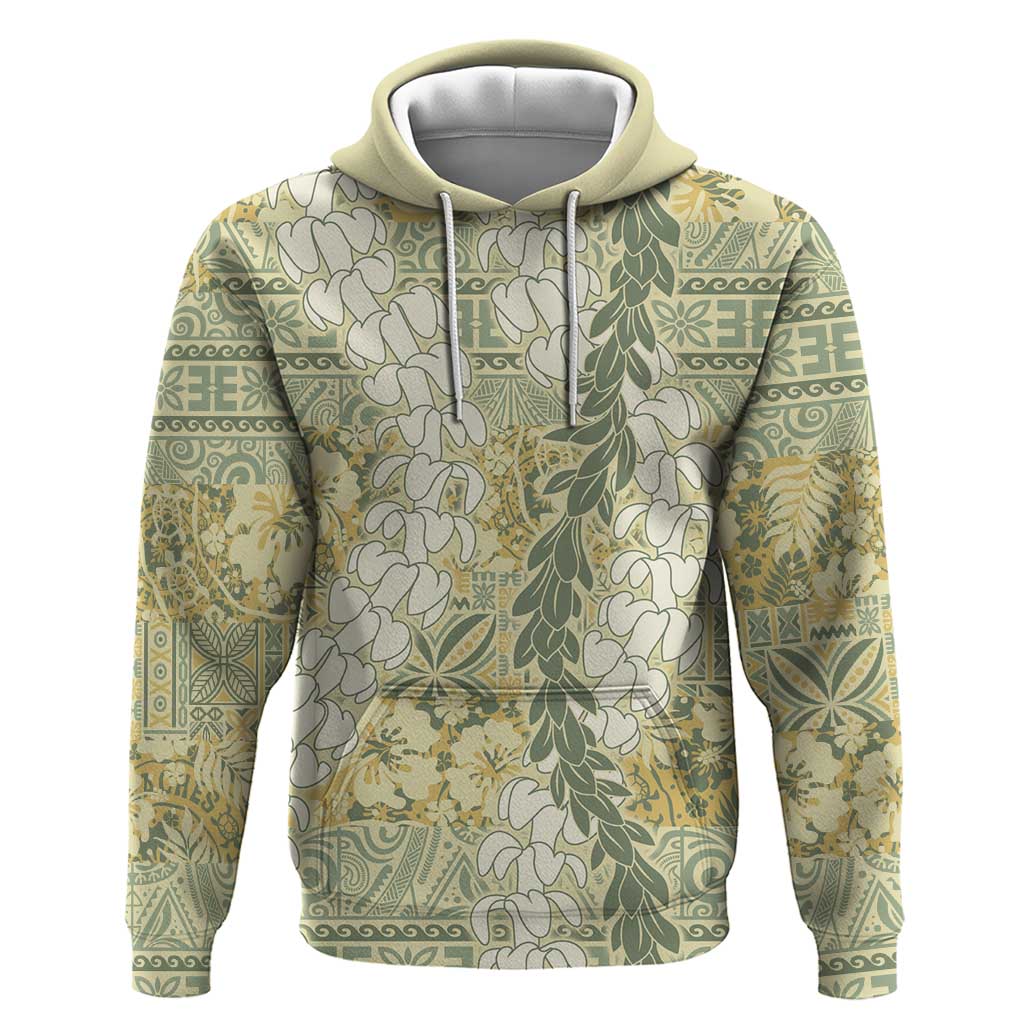 Vintage Puakenikeni and Maile Lei Hoodie Hawaiian Style Tribal Tapa Double Strand Lei