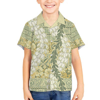 Vintage Puakenikeni and Maile Lei Kid Hawaiian Shirt Hawaiian Style Tribal Tapa Double Strand Lei