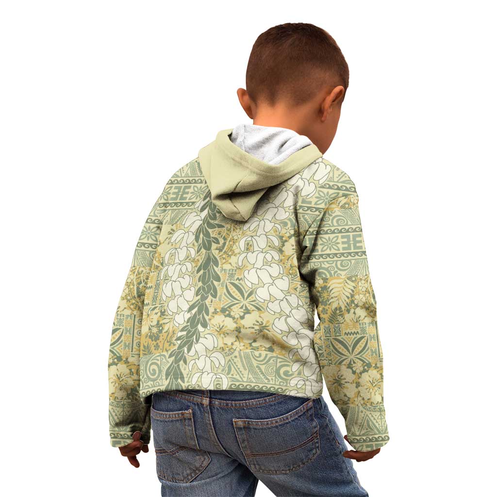Vintage Puakenikeni and Maile Lei Kid Hoodie Hawaiian Style Tribal Tapa Double Strand Lei