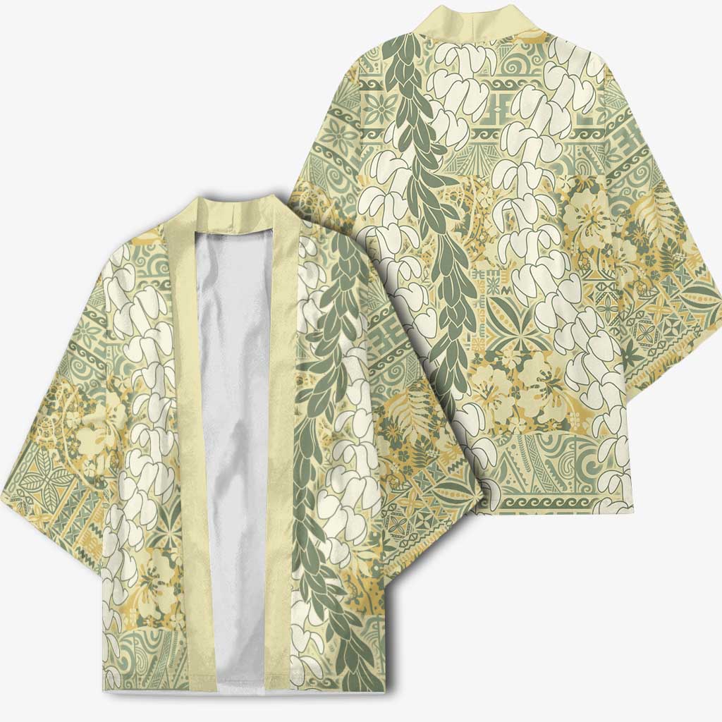 Vintage Puakenikeni and Maile Lei Kimono Hawaiian Style Tribal Tapa Double Strand Lei - Polynesian Pride