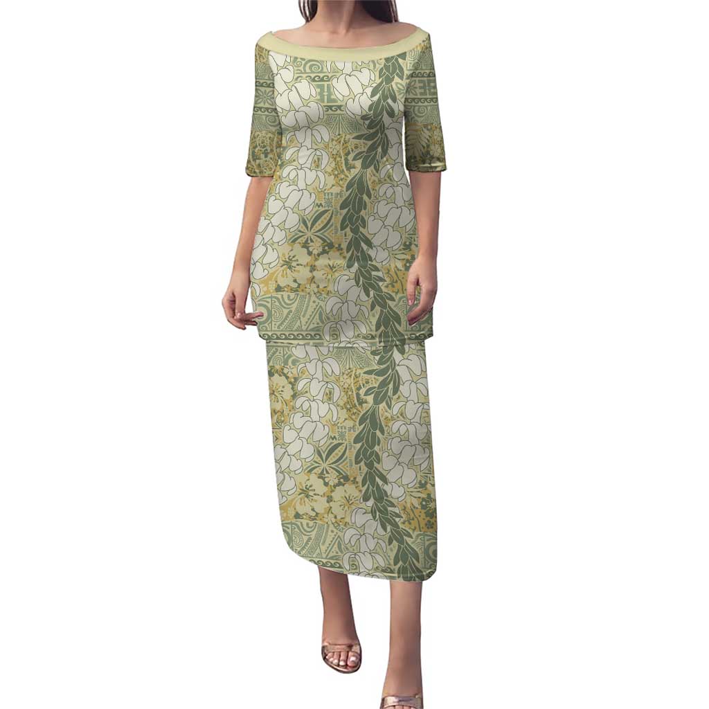 Vintage Puakenikeni and Maile Lei Puletasi Hawaiian Style Tribal Tapa Double Strand Lei